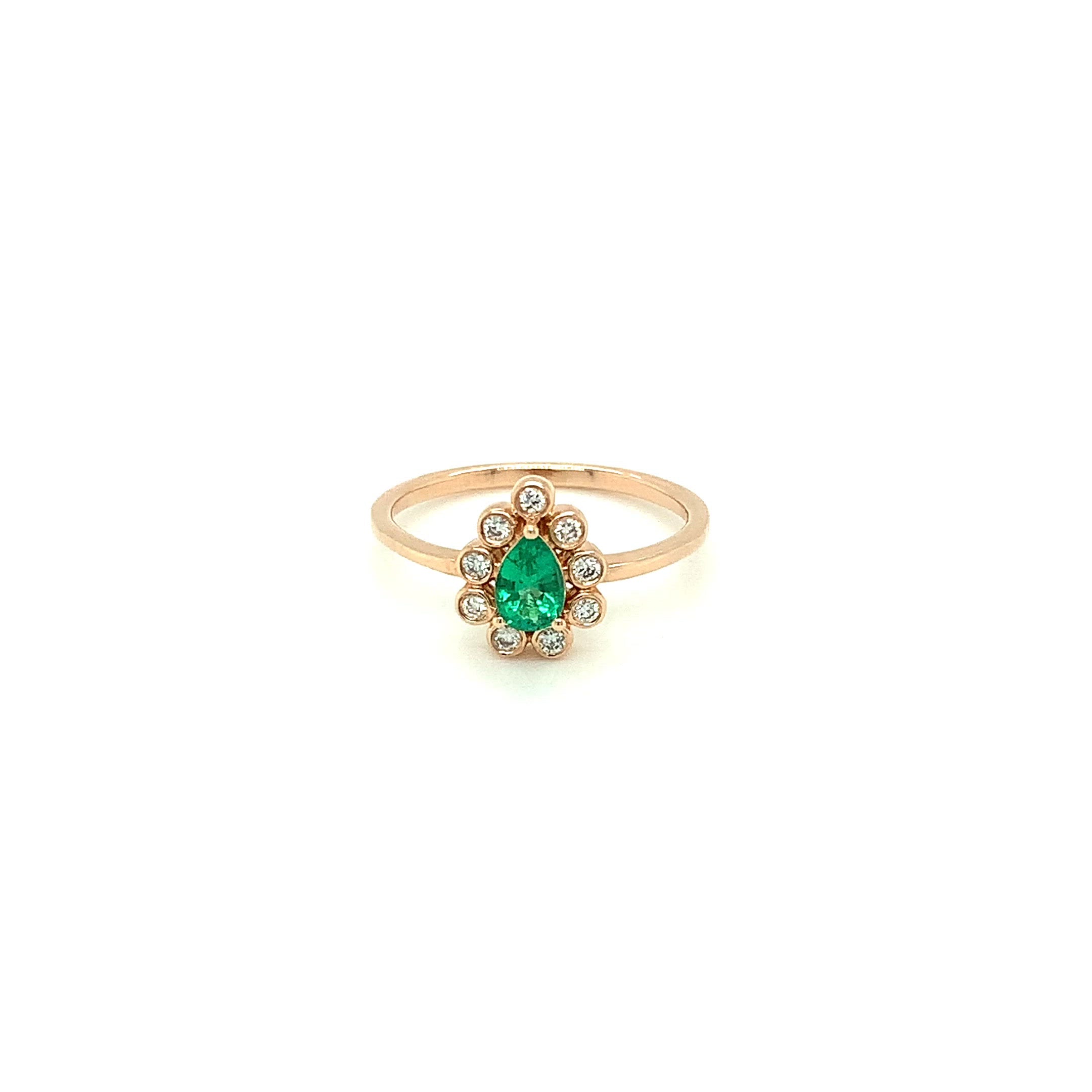 LeVian Natural Colombian Emerald & Diamond Ring 14K Rose Gold .44tcw Engagement Ring Statement Ring LeVian Bridal Jewelry Gemstone Ring Fine