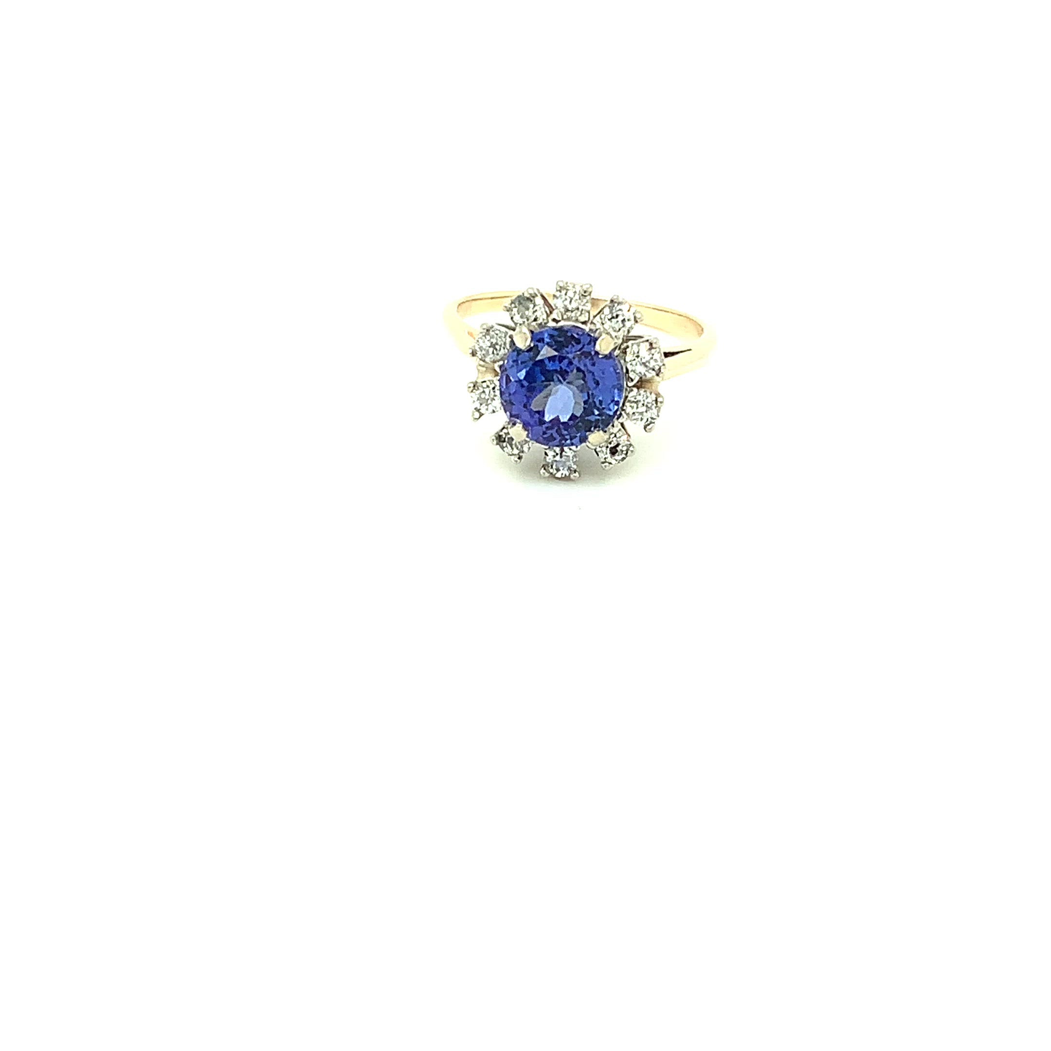 Certified Natural D'Block Tanzanite & Diamond Ring 14K Solid Gold 2.92tcw Engagement Ring Statement Ring Cocktail Ring Womens Ring Jewellery