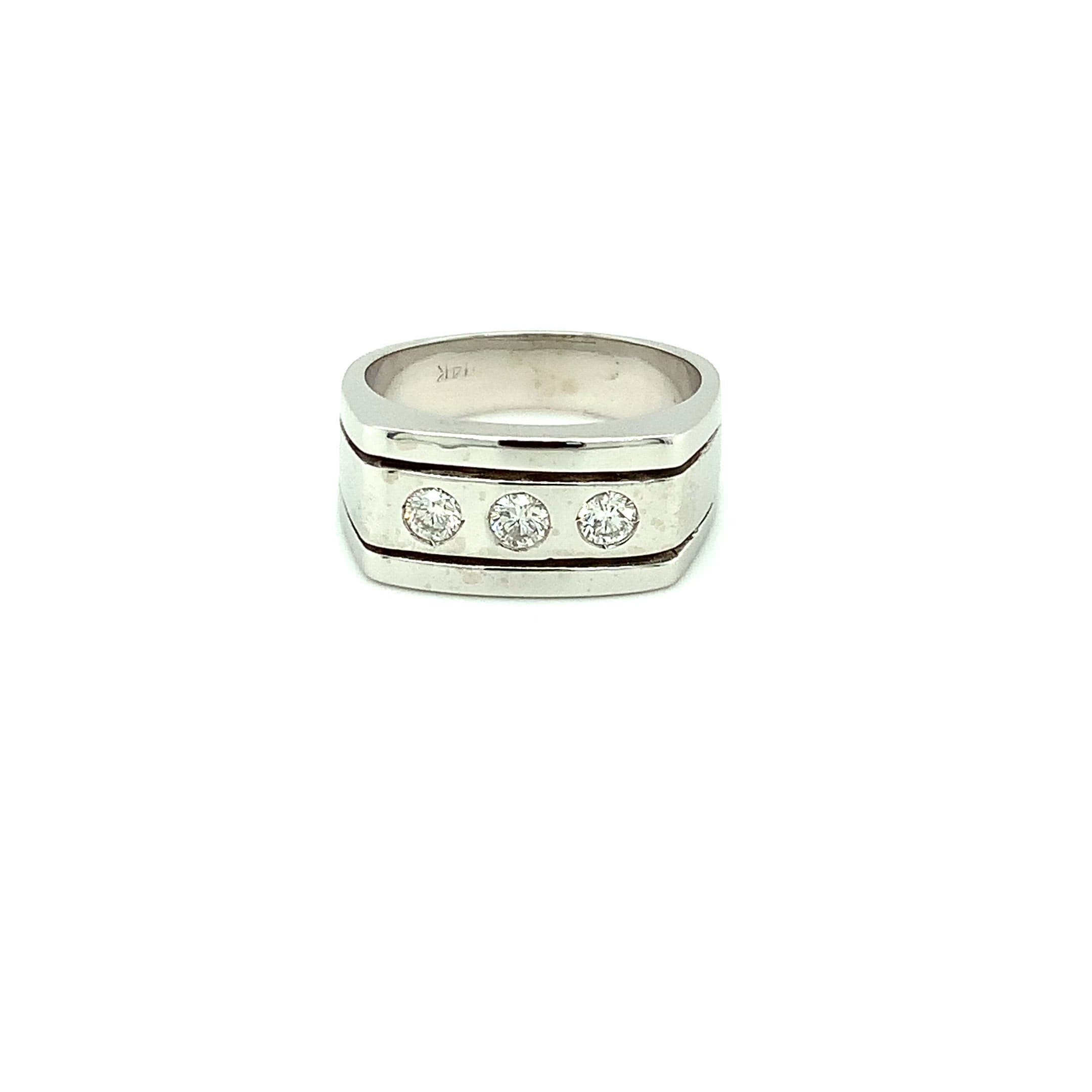 Natural Diamond Ring 14K Solid White Gold .69tcw Men's Ring Vintage Ring Cocktail Ring Statement Ring Bridal Jewelry Engagement Ring Wedding