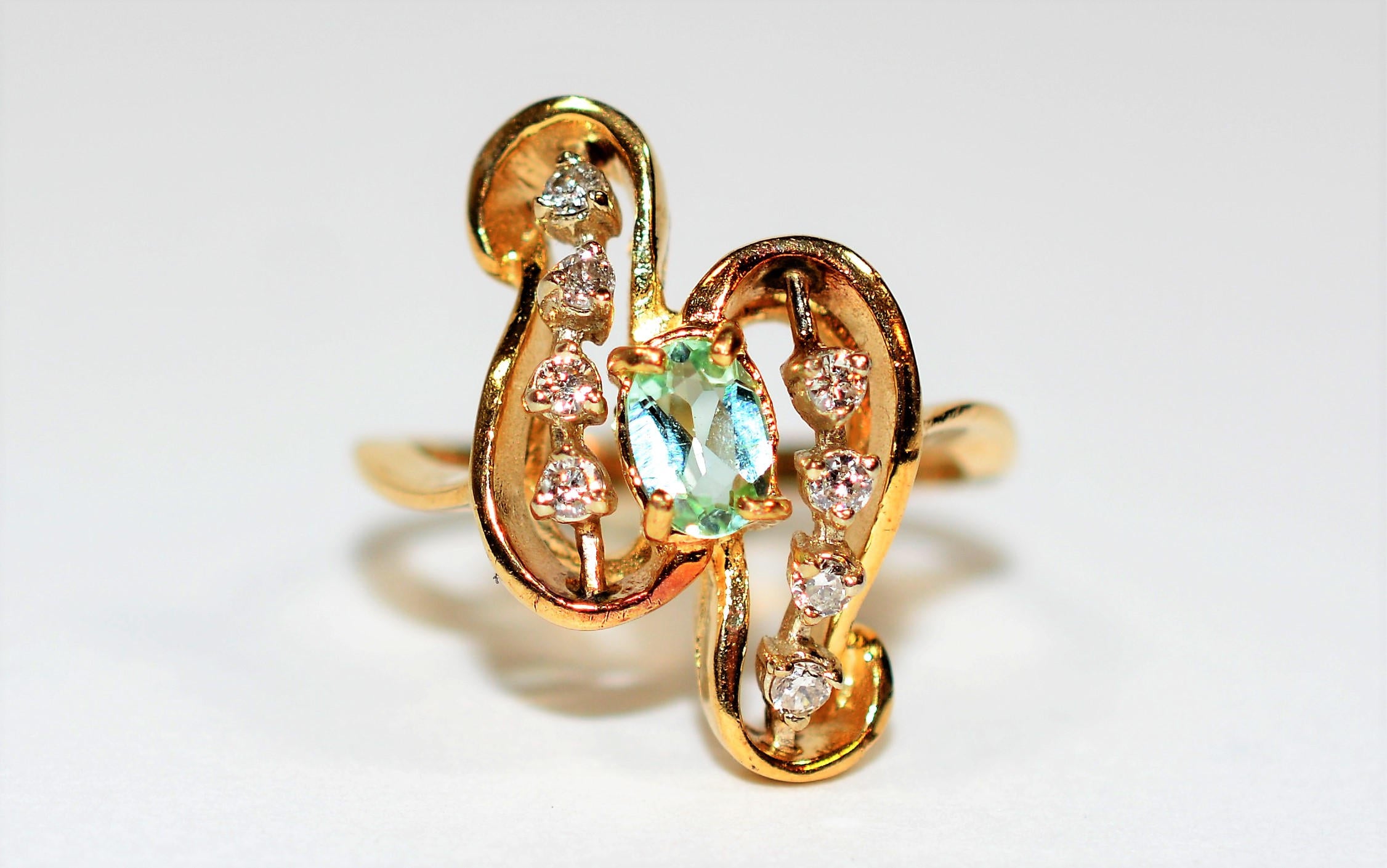 Natural Paraiba Tourmaline & Diamond Ring 14K Solid Gold .97tcw Statement Gemstone Women's Ring