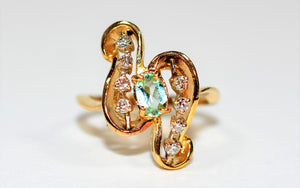 Natural Paraiba Tourmaline & Diamond Ring 14K Solid Gold .47tcw Statement Gemstone Women's Ring