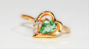 Natural Paraiba Tourmaline & Diamond Ring 14K Solid Gold .63tcw Gemstone Heart Women's Ring Jewellery