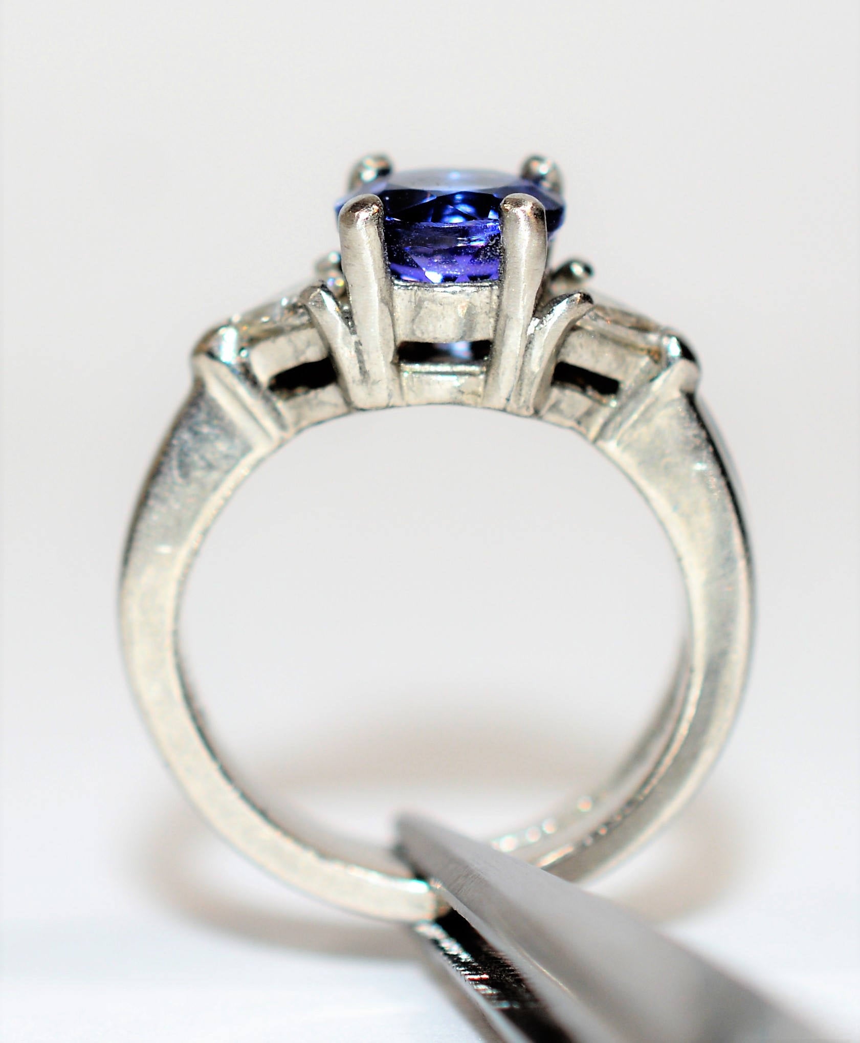 Natural D’Block Tanzanite & Diamond Ring Wedding Bridal Set Solid Platinum 2.08tcw Gemstone Ring Engagement Ring Wedding Band Tanzanite Ring