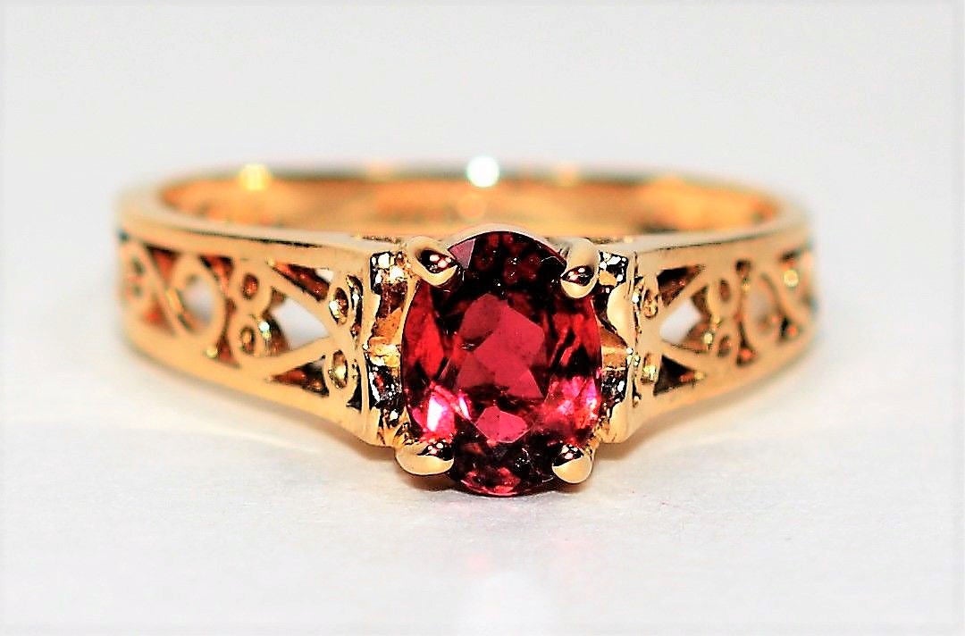 Natural Rubellite Ring 14K Solid Gold .82ct Pink Tourmaline Ring Antique Ring Vintage Ring Solitaire Ring Women's Ring Birthstone Ring Jewelry