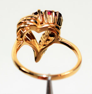 Natural Ruby Ring 14K Solid Gold .48tcw Gemstone Ring Heart Ring Women's Ring Ladies Ring Statement Ring Cocktail Ring Valentines Day Ring
