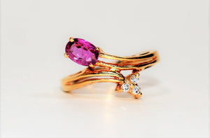 Natural Ruby & Diamond Ring 14K Solid Gold .56tcw Ruby Ring Women’s Ring Cocktail Ring Statement Ring Vintage Jewelry July Birthstone Ring