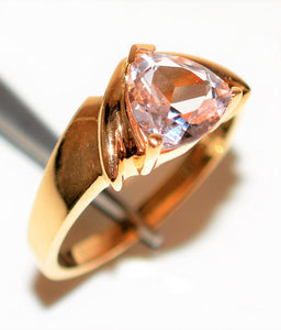 Natural Morganite Ring 10K Solid Gold 1.46ct Pink Ring Gemstone Ring Solitaire Ring Cocktail Ring Statement Ring Ladies Ring Women's Ring