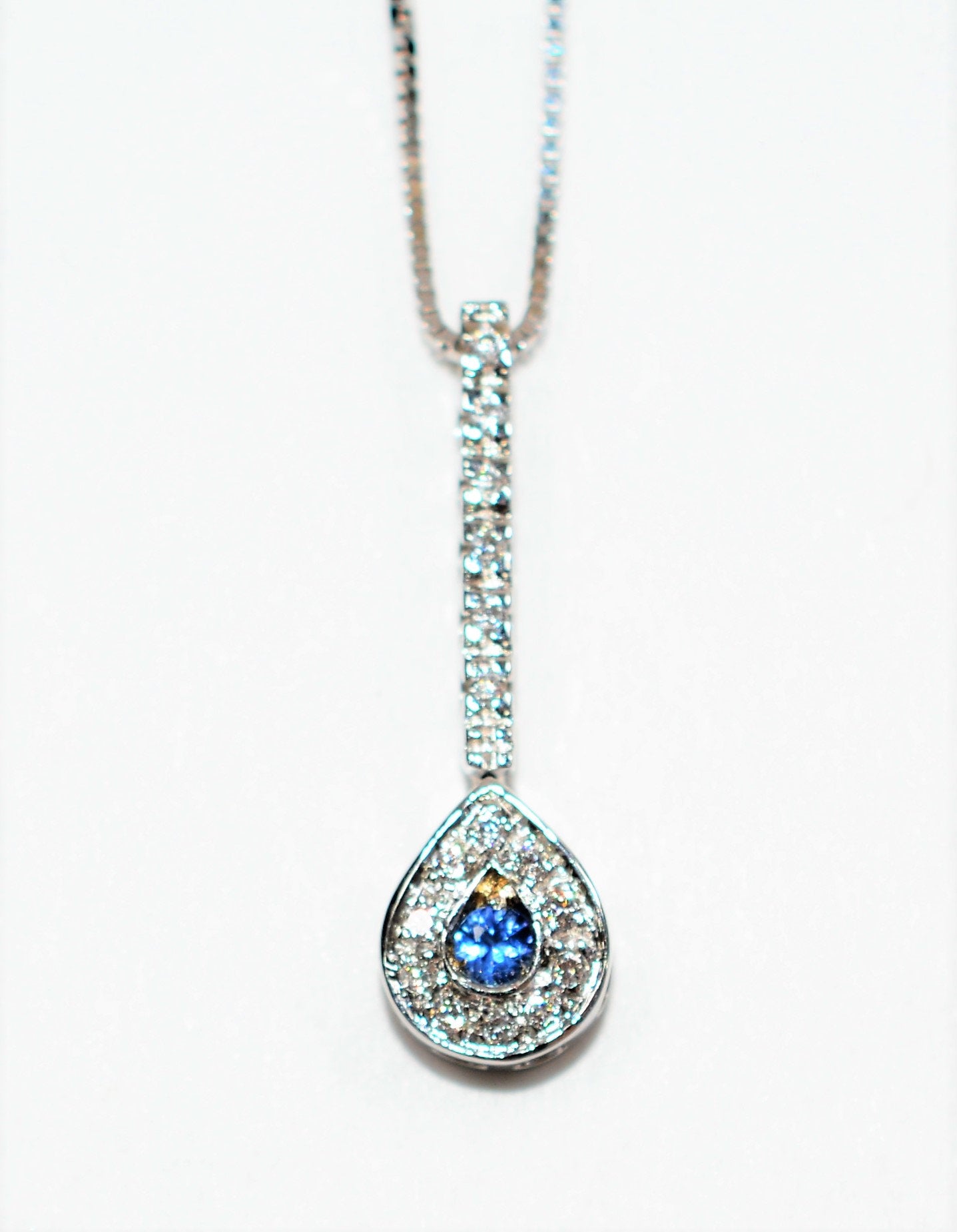 Natural Ceylon Sapphire & Diamond Necklace 18K Solid White Gold .36tcw Sapphire Pendant Ceylon Necklace Birthstone Necklace Women's Necklace