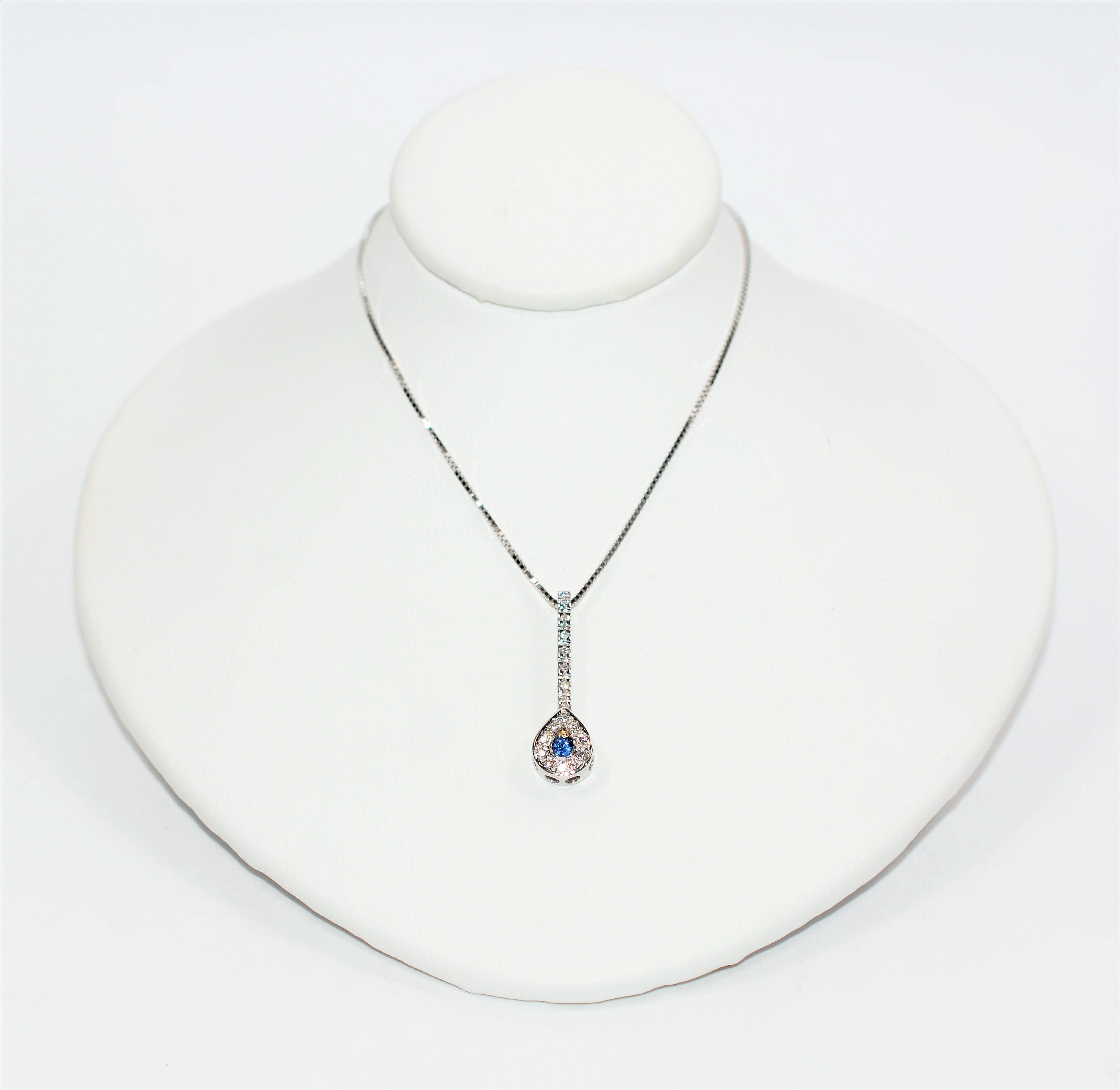 Natural Ceylon Sapphire & Diamond Necklace 18K Solid White Gold .27tcw Sapphire Pendant Ceylon Necklace Birthstone Necklace Women's Necklace