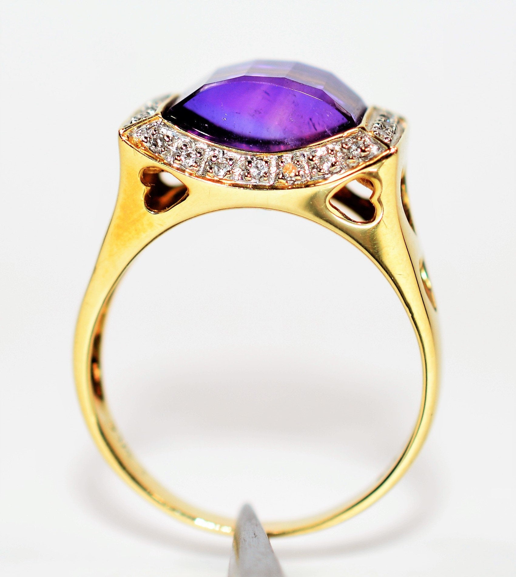 Natural Amethyst & Diamond Ring 14K Solid Gold 3.56tcw Statement Ring Birthstone Ring Cocktail Ring Friendship Ring Promise Ring Womens Ring