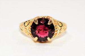 Natural Rubellite Ring 10K Solid Gold 2.70ct Pink Tourmaline Ring Solitaire Ring Statement Ring Gemstone Ring Birthstone Ring Antique Ring