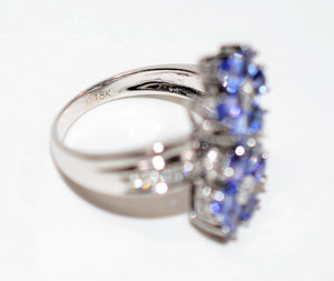 Natural Tanzanite & Diamond Ring 18K Solid White Gold 2.48tcw Flower Ring Cluster Ring Gemstone Ring December Birthstone Ring Women's Ring
