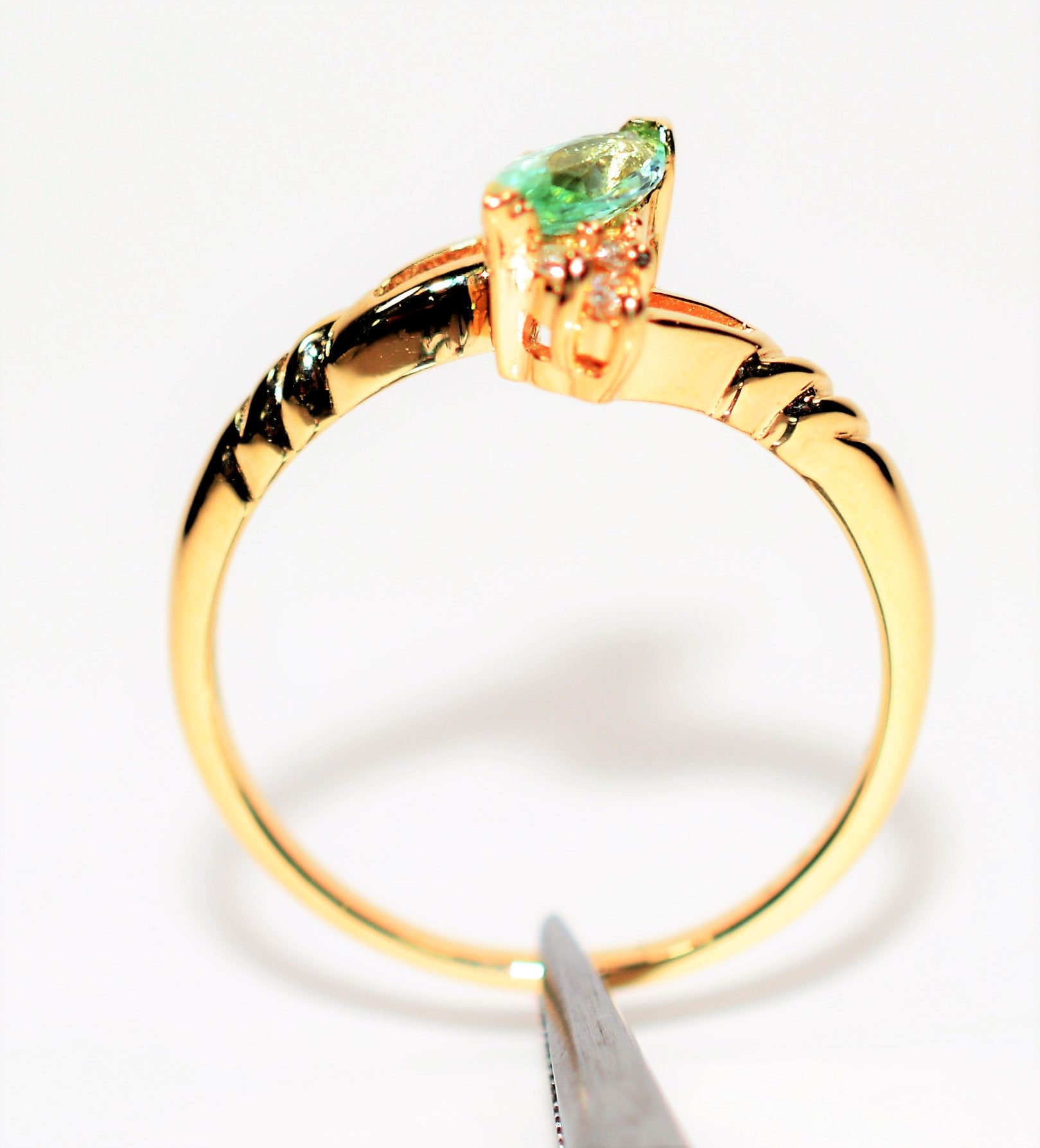 Natural Paraiba Tourmaline & Diamond Ring 14K Solid Gold .37tcw Birthstone Gemstone Jewelry Fine Jewellery Women’s Ring