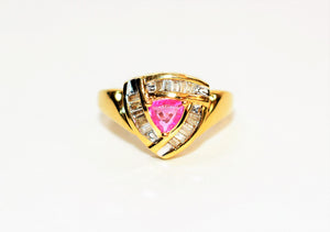 Natural Pink Tourmaline & Diamond Ring 14K Solid Gold .82tcw Gemstone Ring Fashion Ring Cocktail Ring Multistone Ring Women’s Ring Jewellery