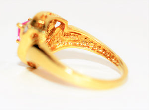 Natural Pink Tourmaline & Diamond Ring 14K Solid Gold .82tcw Gemstone Ring Fashion Ring Cocktail Ring Multistone Ring Women’s Ring Jewellery