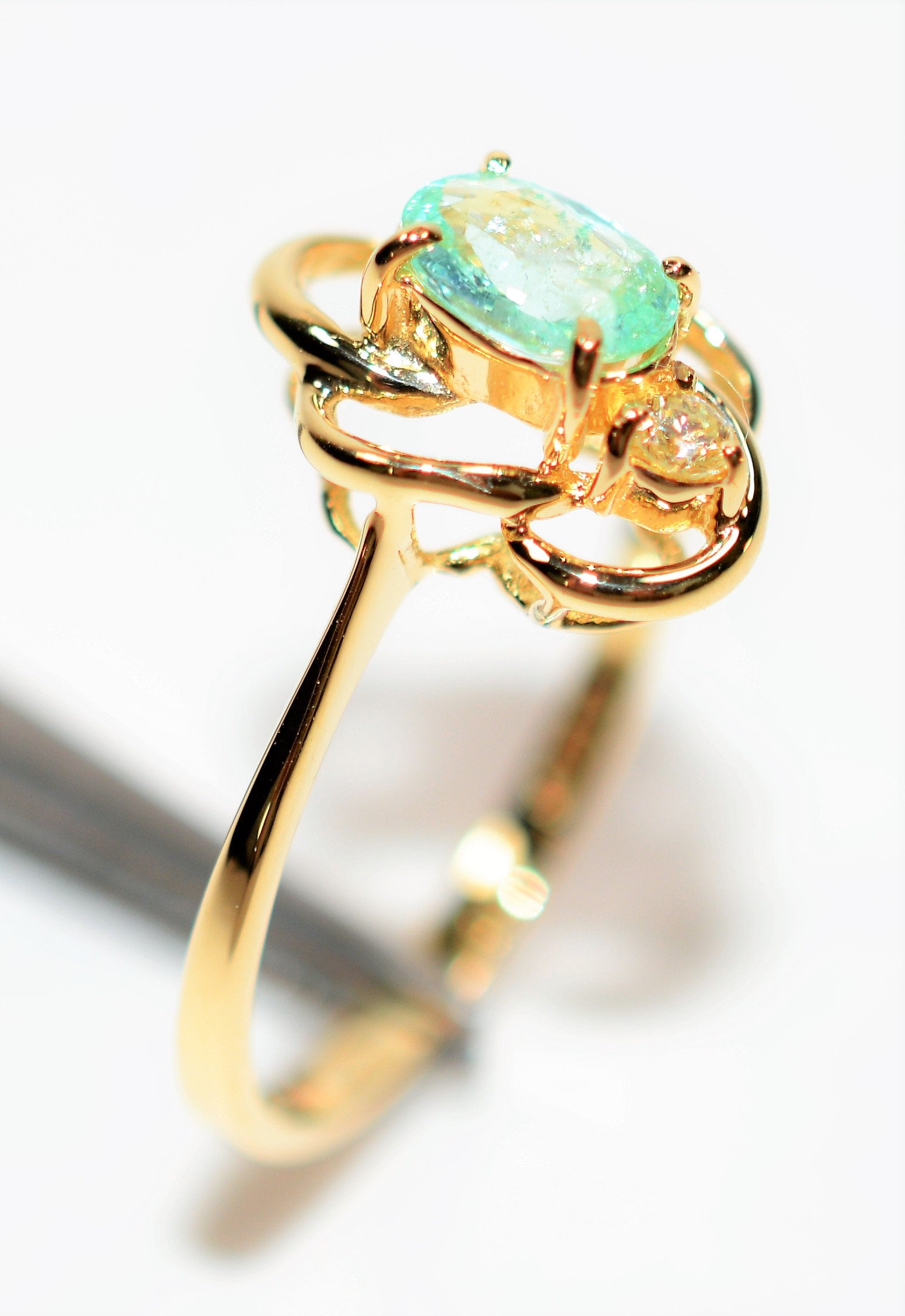 Natural Paraiba Tourmaline & Diamond Ring 14K Solid Gold .48tcw Rare Gemstone Fine Jewelry Women’s Ring Birthstone Ladies Jewellery