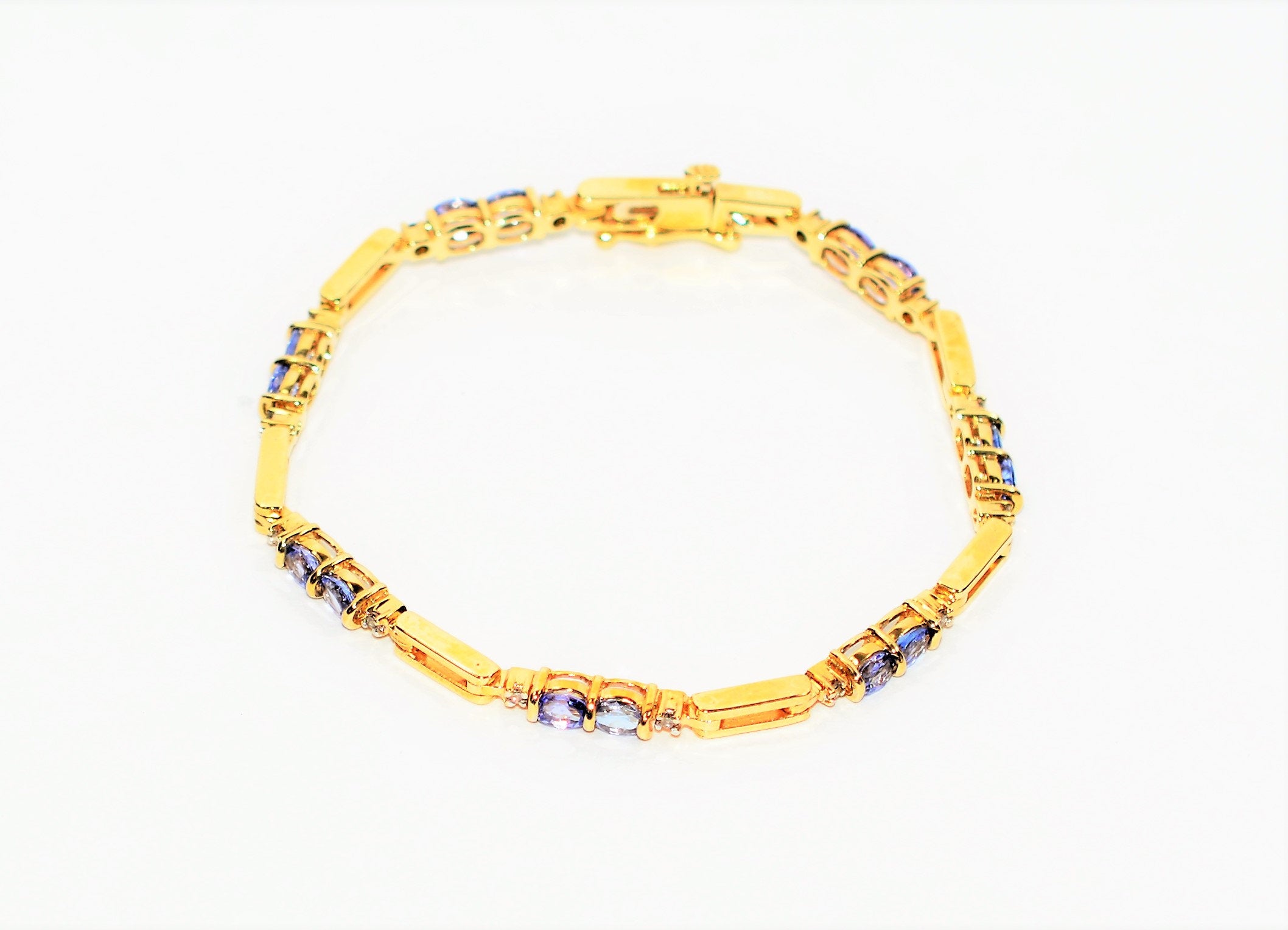 Natural Tanzanite & Diamond Bracelet 14K Solid Gold 3.14tcw Tennis Bracelet Gemstone Bracelet Purple Bracelet Estate Jewelry Womens Bracelet