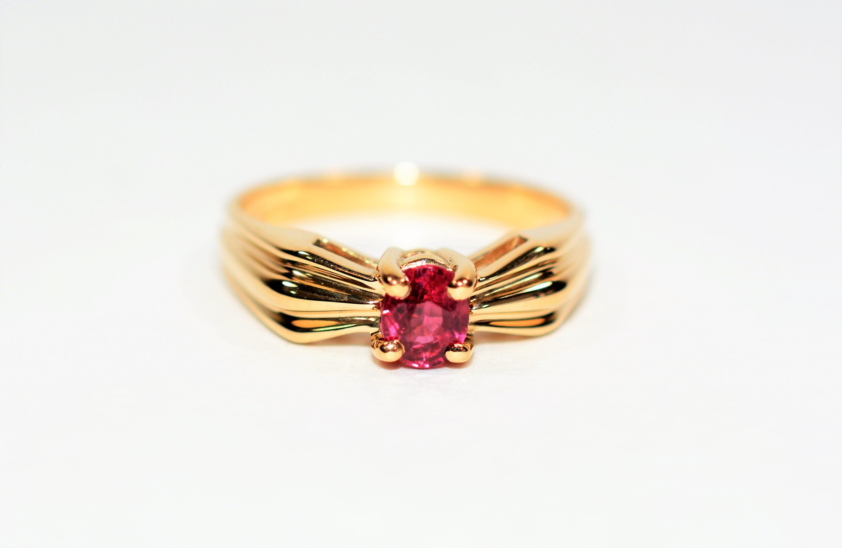 Certified Natural Ruby Ring 14K Solid Gold .57ct Solitaire Birthstone Fine Gem Estate Jewelry