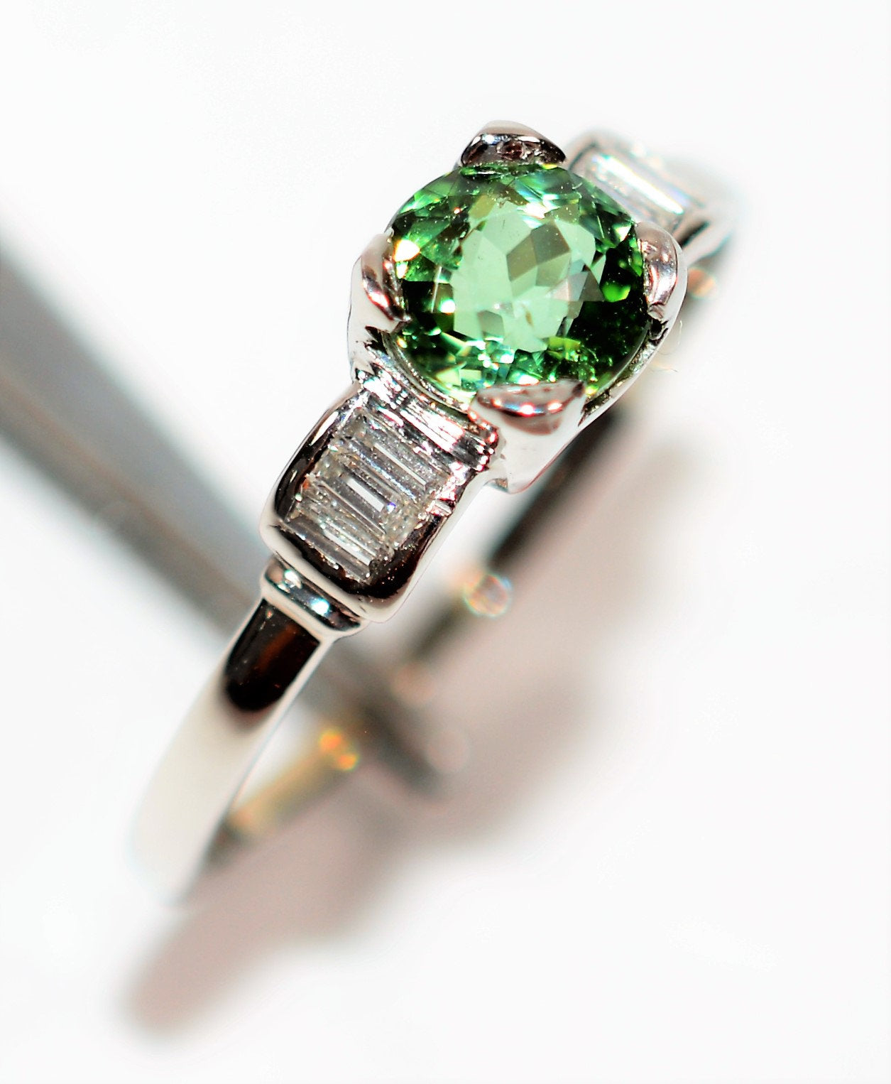 Natural Paraiba Tourmaline & Diamond Ring Platinum 1.36tcw Fine Gemstone Women's Ring Estate Birthstone Ring Engagement Ring Promise Ring
