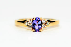 Natural Tanzanite & Diamond Ring 14K Solid Gold .50tcw Statement Ring Gemstone Ring December Birthstone Ring Ladies Ring Fine Estate Jewelry