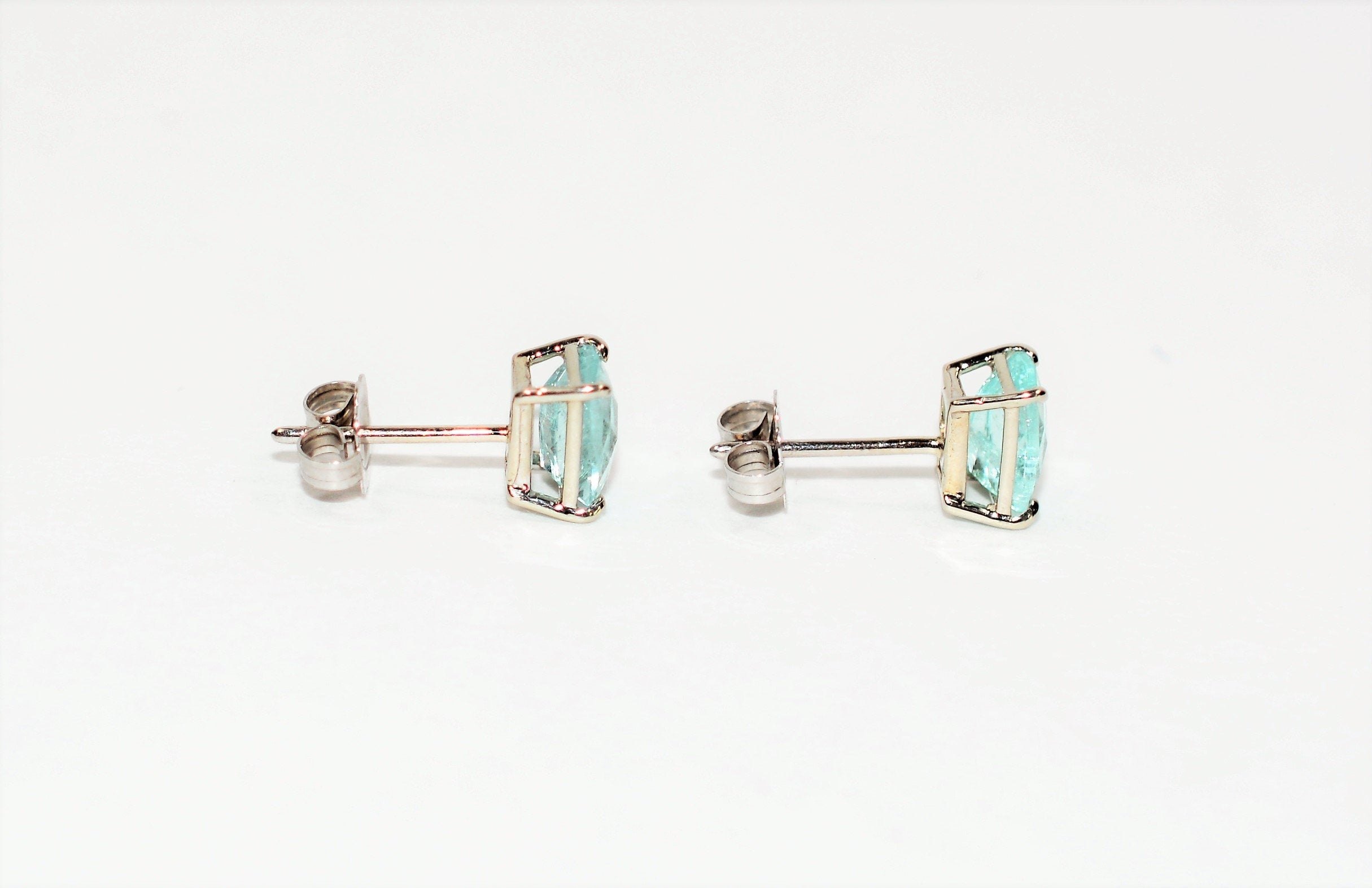 Natural Paraiba Tourmaline Earrings 10K Solid White Gold 1.50tcw Stud Earrings Blue Earrings Gemstone Earrings Solitaire Earrings Fine Jewelry