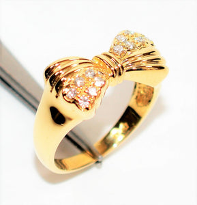 Natural Diamond Ring 14K Solid Gold .21tcw Fashion Ring Bow Ring Ladies Ring Cluster Ring Cocktail Ring Statement Ring Estate Women’s Ring