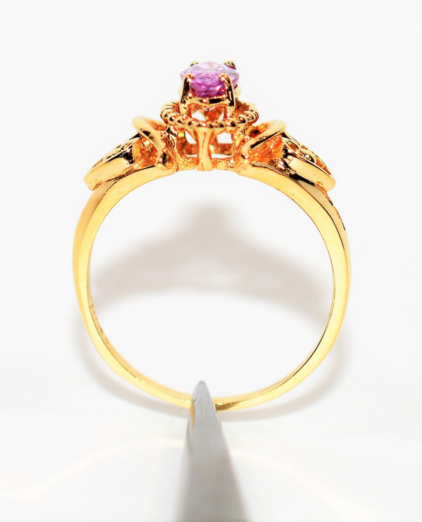 Natural Padparadscha Sapphire Ring 10K Solid Gold .74ct Gemstone Ring Solitaire Ring Marquise Ring Vintage Ring Statement Ring Women's Ring