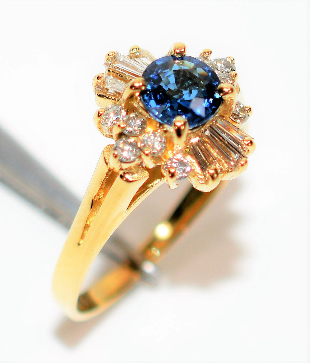 Natural Ceylon Sapphire & Diamond Ring 14K Solid Gold 1.25tcw Sri Lankan Sapphire Ring Gemstone Ring Vintage Ring Cocktail Ring Women’s Ring