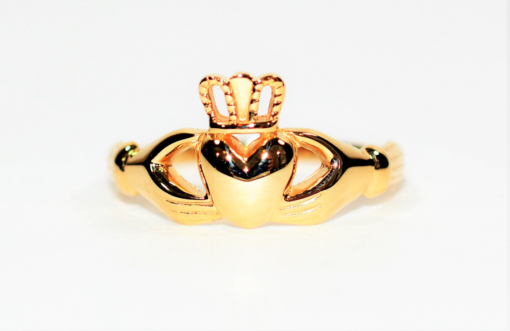 10K Solid Gold Claddagh Ring Heart Ring Celtic Ring Irish Ring Engagement Ring Promise Ring Romance Valentines Gift Fine Jewelry Jewellery