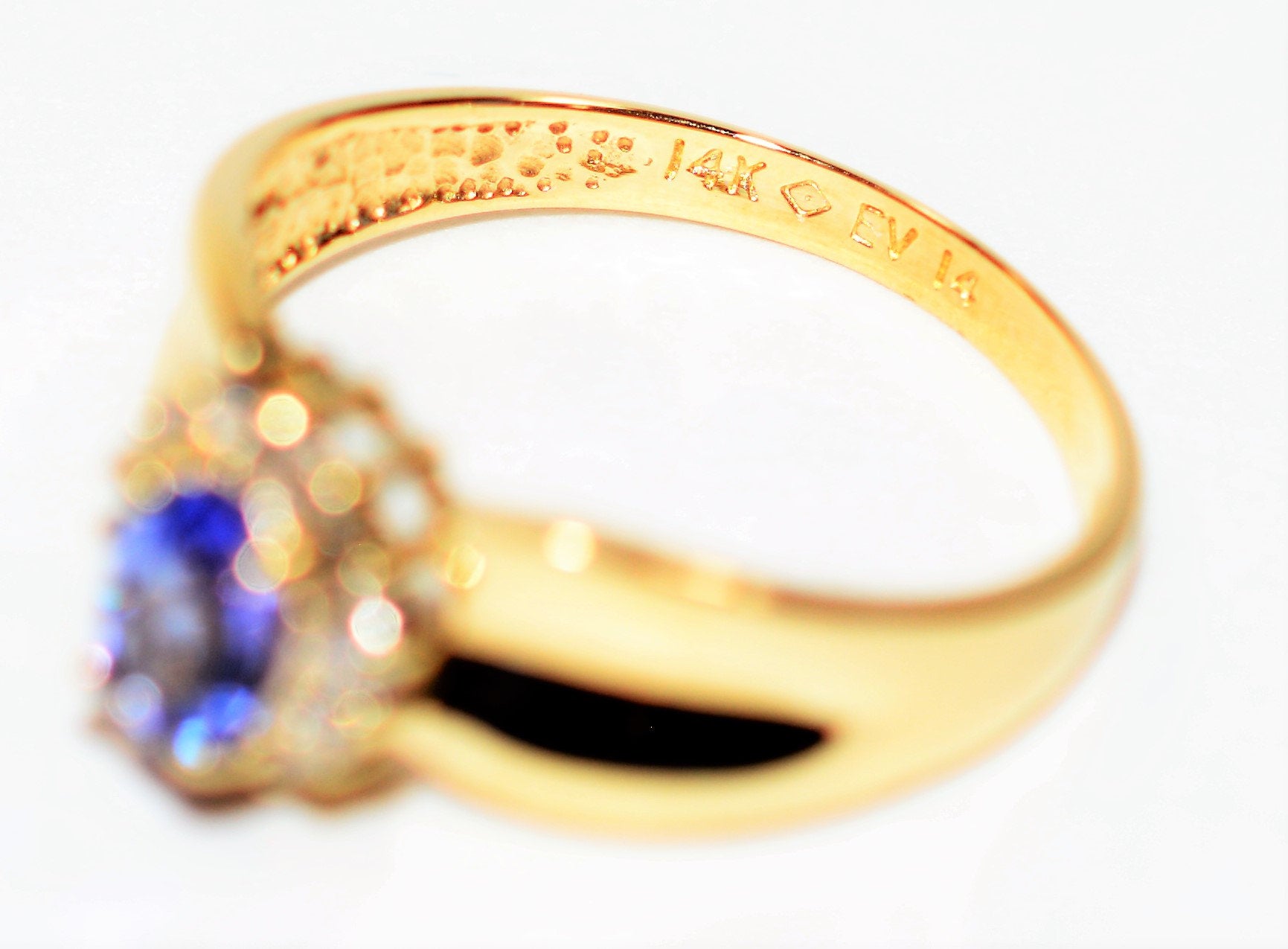 Natural Tanzanite & Diamond Ring 14K Solid Gold .64tcw Vintage Ring Statement Ring Gemstone Ring December Birthstone Ring Tanzanite Ring