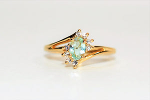 Natural Paraiba Tourmaline & Diamond Ring 14K Solid Gold .55tcw Cluster Fine Gemstone Ladies Ring Women’s Fine Jewelry Estate Jewellery