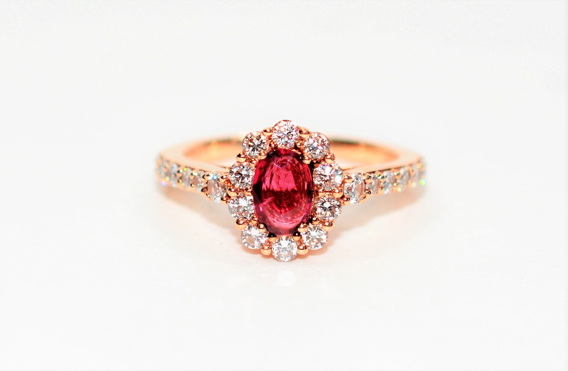 LeVian Natural Ruby & Diamond Ring 14K Rose Gold 1.06tcw Ruby Ring Engagement Ring July Birthstone Ring Diamond Halo Ring LeVian Bridal Ring