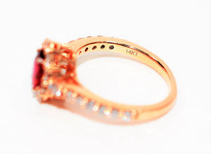 LeVian Natural Ruby & Diamond Ring 14K Rose Gold 1.06tcw Ruby Ring Engagement Ring July Birthstone Ring Diamond Halo Ring LeVian Bridal Ring