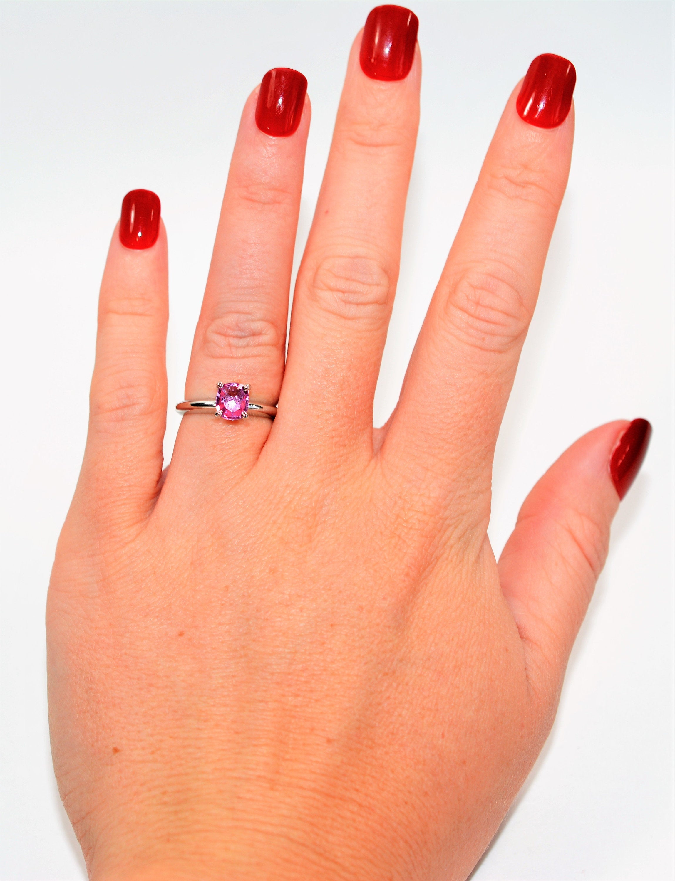 Natural Padparadscha Sapphire Ring Solid Platinum 1.05ct Ceylon Ring Sapphire Ring Solitaire Ring Engagement Ring Bridal Jewelry Pink Ring