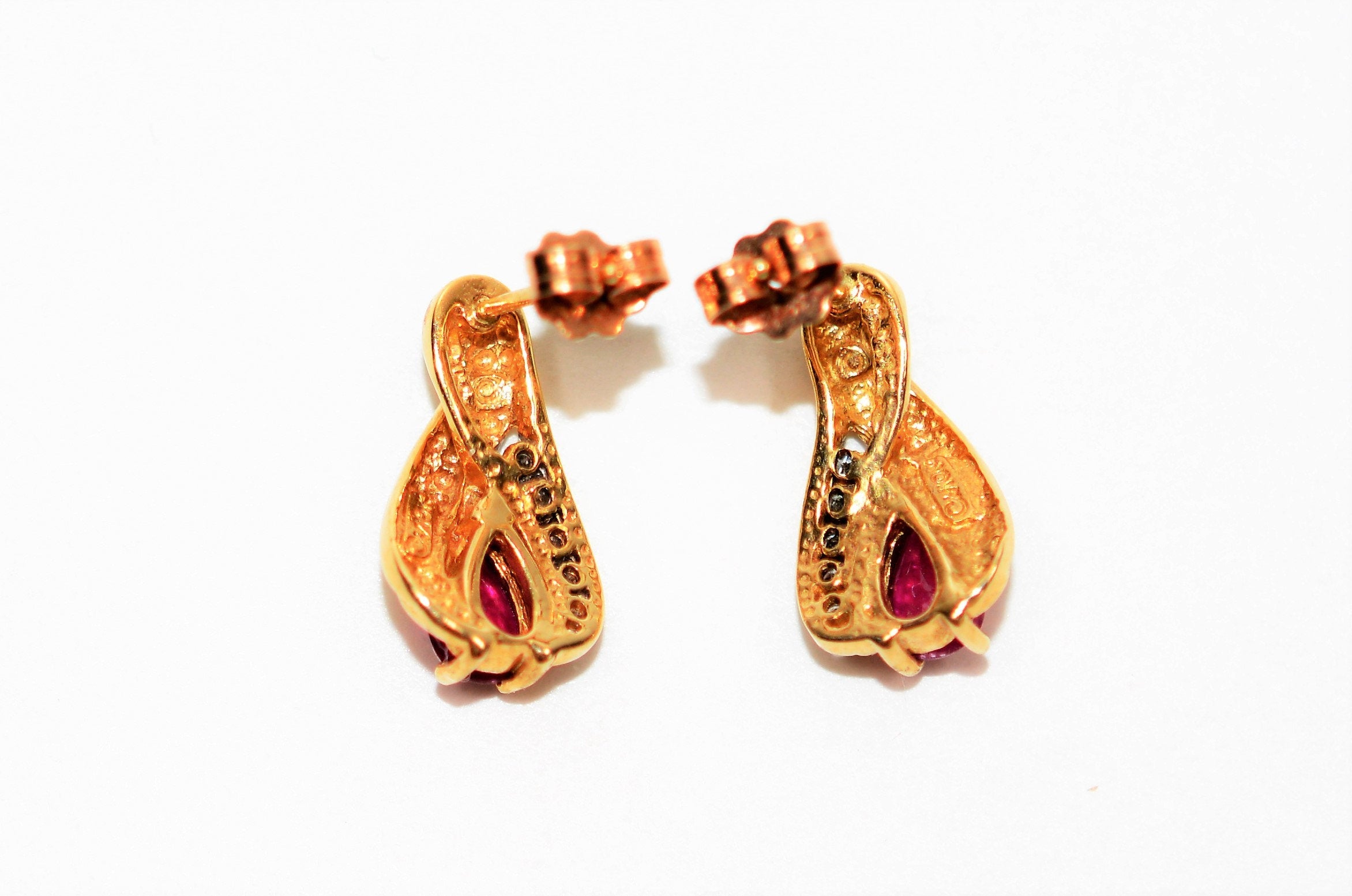 Natural Burmese Ruby & Diamond Earrings 10K Solid Gold 1.10tcw Ruby Earrings Red Earrings Stud Earrings Statement Earrings Women's Earrings