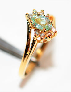Natural Paraiba Tourmaline & Diamond Ring 14K Solid Gold .62tcw Cluster Fine Gemstone Ladies Ring Women’s Fine Jewelry Estate Jewellery