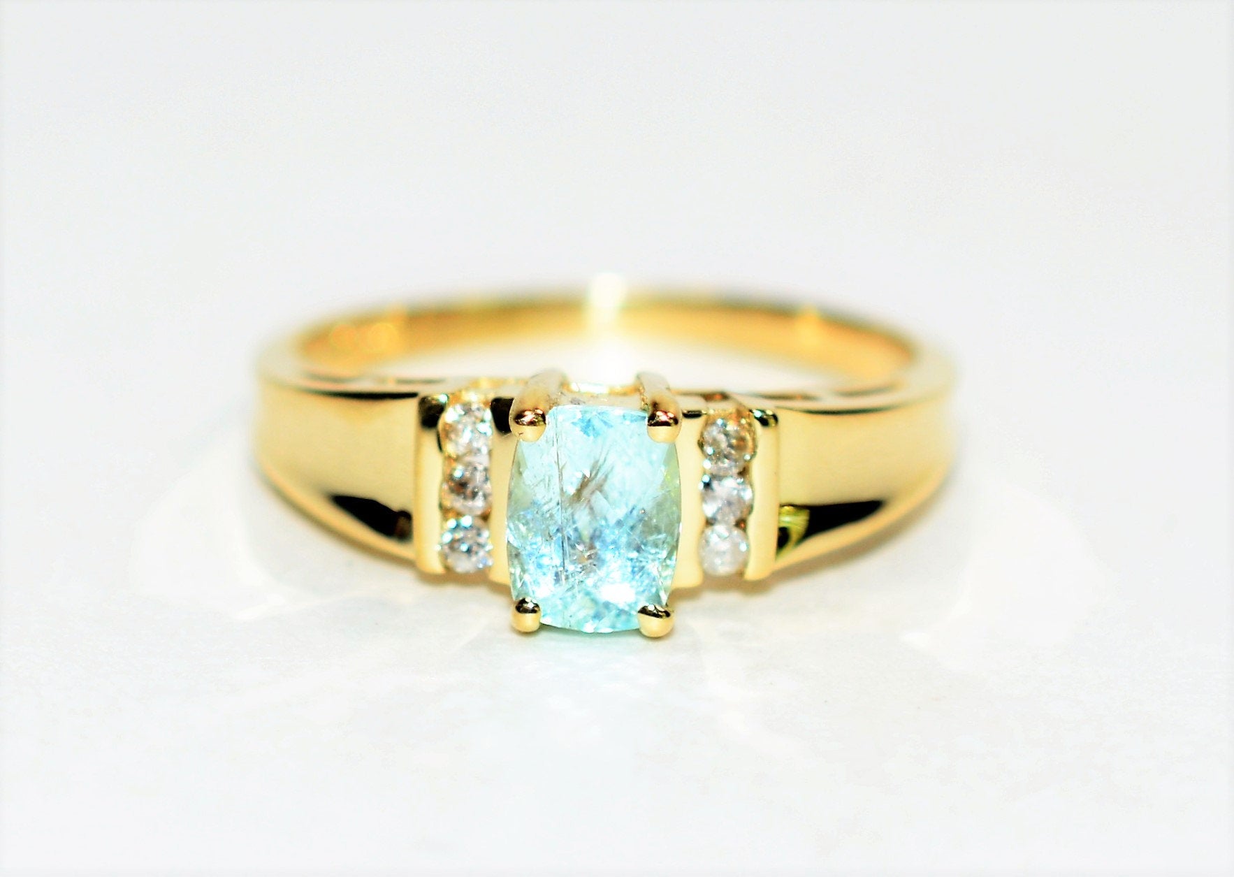 Natural Paraiba Tourmaline & Diamond Ring 14K Solid Gold .72tcw Gemstone Ring Statement Jewelry Women's Ring Ladies Ring Estate Jewellery