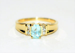 Natural Paraiba Tourmaline & Diamond Ring 14K Solid Gold .89tcw Gemstone Ring Statement Jewelry Women's Ring Ladies Ring Estate Jewellery