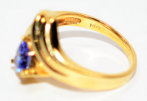 Natural Tanzanite Ring 14K Solid Gold 1ct Solitaire Ring Gemstone Ring Vintage Ring Estate Ring December Birthstone Ring Jewellery Jewelry