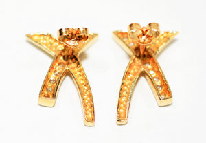 Natural Diamond Earrings 14K Solid Gold .36tcw Cluster Earrings Pave Earrings Letter X Stud Earrings Statement Earrings Cocktail Earrings