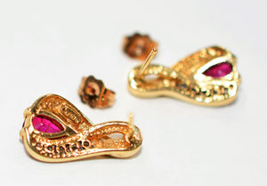 Natural Burmese Ruby & Diamond Earrings 10K Solid Gold .86tcw Ruby Earrings Red Earrings Stud Earrings Statement Earrings Women's Earrings