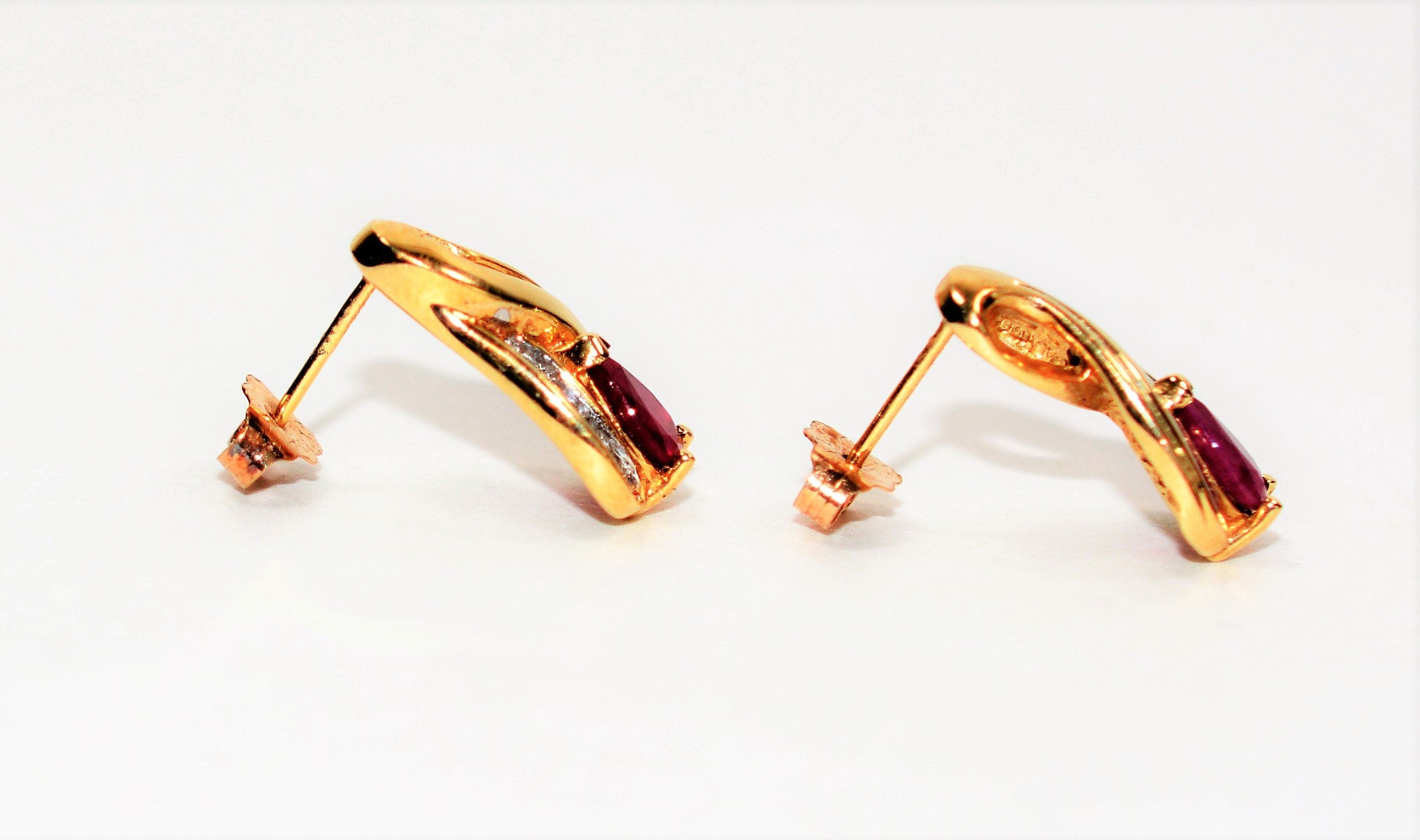 Natural Burmese Ruby & Diamond Earrings 10K Solid Gold .86tcw Ruby Earrings Red Earrings Stud Earrings Statement Earrings Women's Earrings