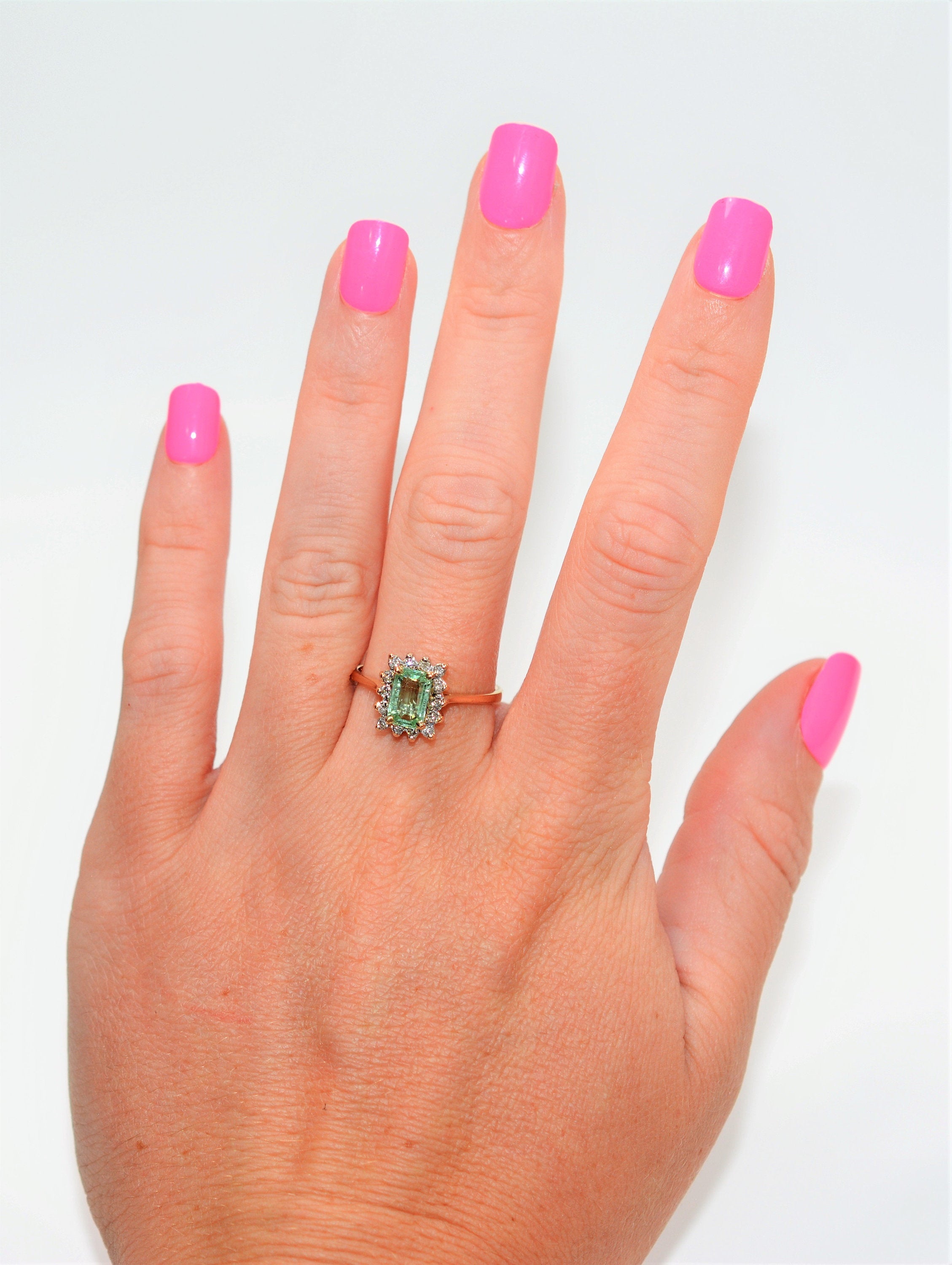Natural Paraiba Tourmaline & Diamond Ring 14K Solid Gold 1.51tcw Rare Gemstone Women's Ring Estate Jewelry Fine Ring Engagement Ring Bridal